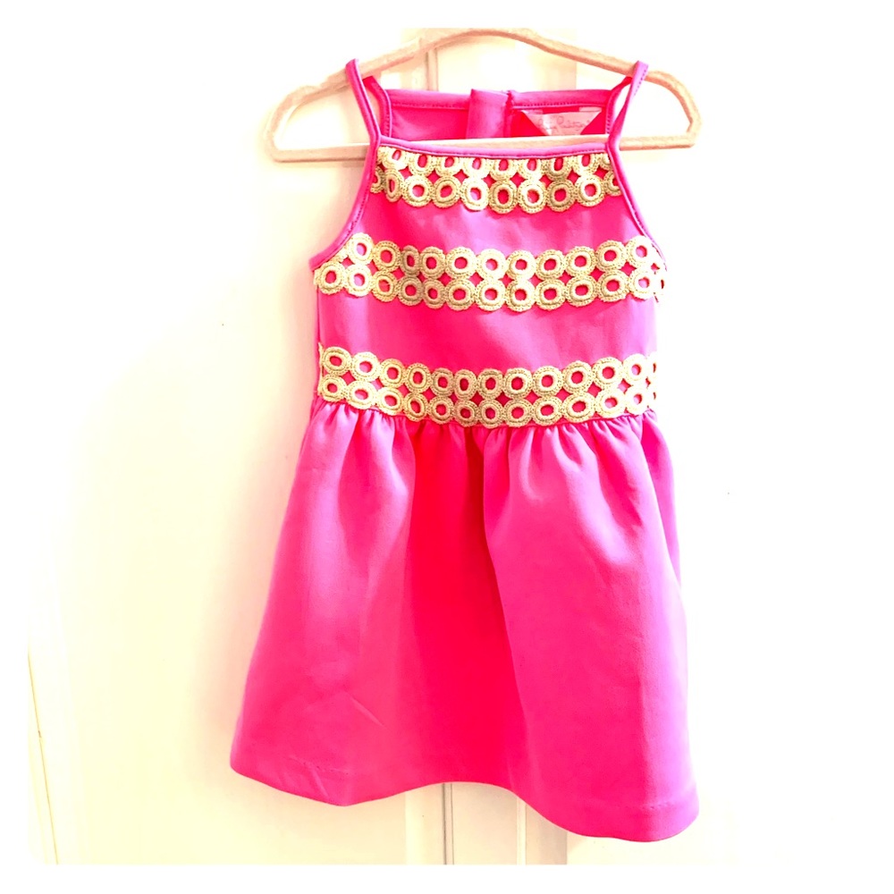 Lilly Pulitzer Girls Dress XS (2-3). pink and gold